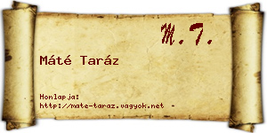 Máté Taráz névjegykártya
